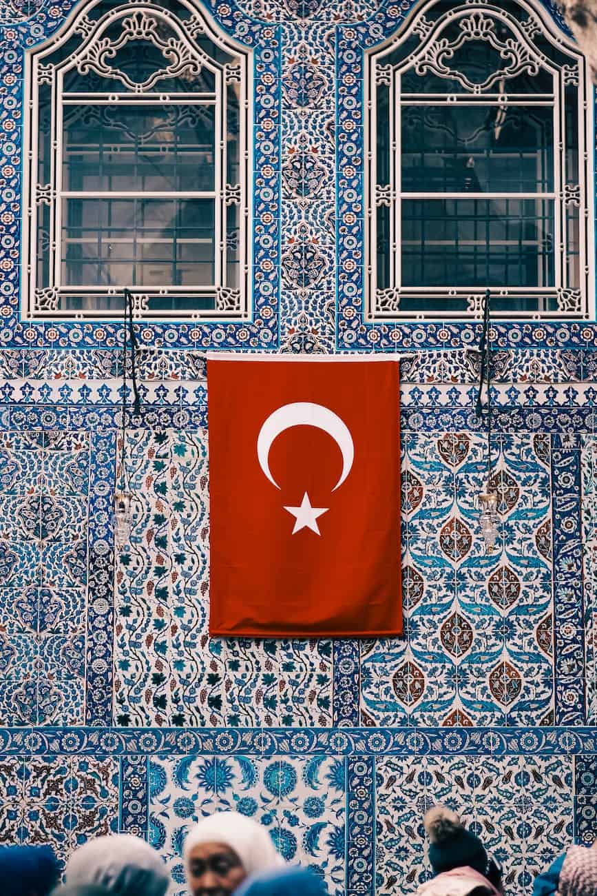 turkish flag on building facade
